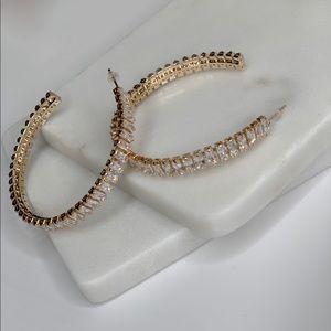 Large baguette style hoop earrings